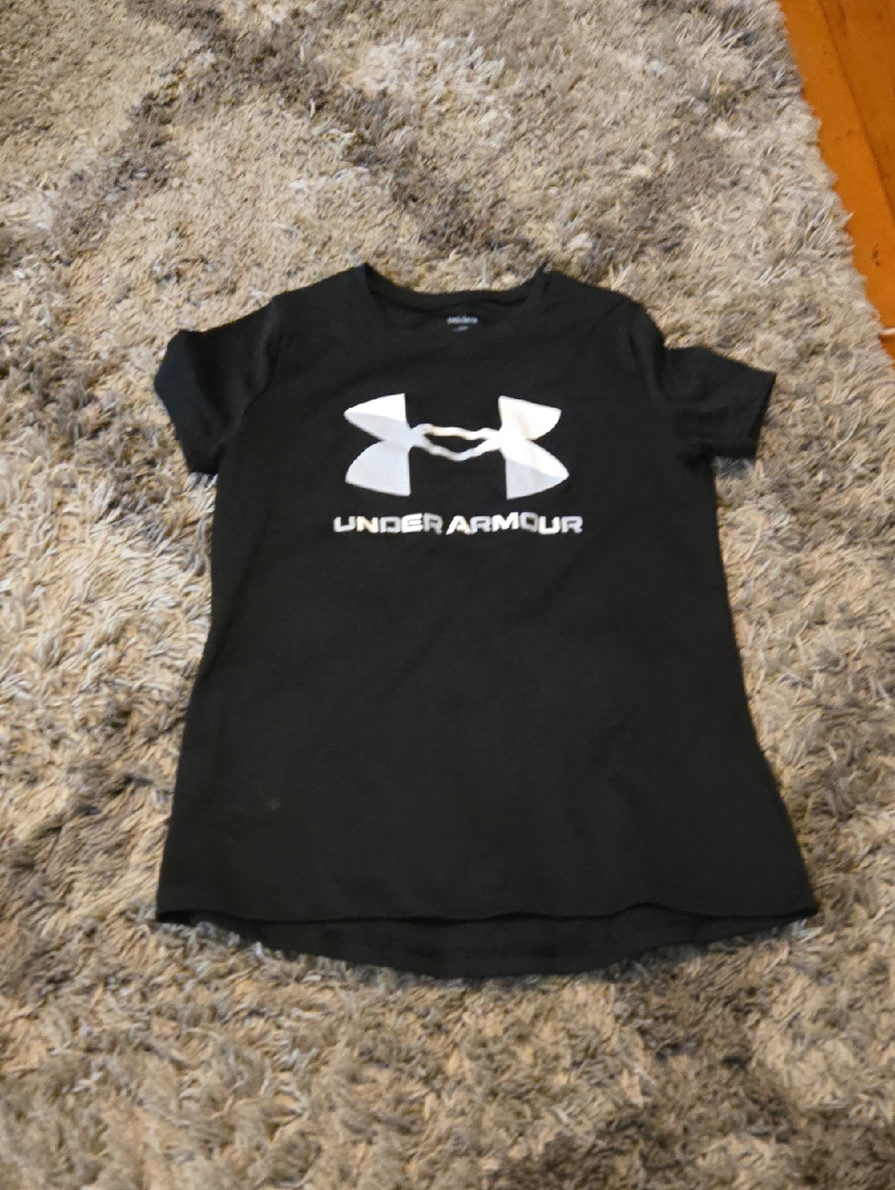 Under Armour Black Tee with White Logo - Kids Short Sleeve